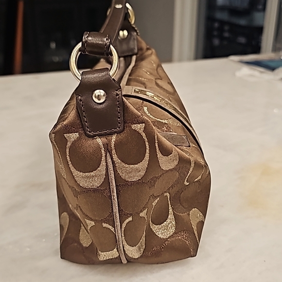 Coach Rare Find • Brown, Gold, Metallic Thread Beaded "C" Demi Collection - Picture 6 of 14